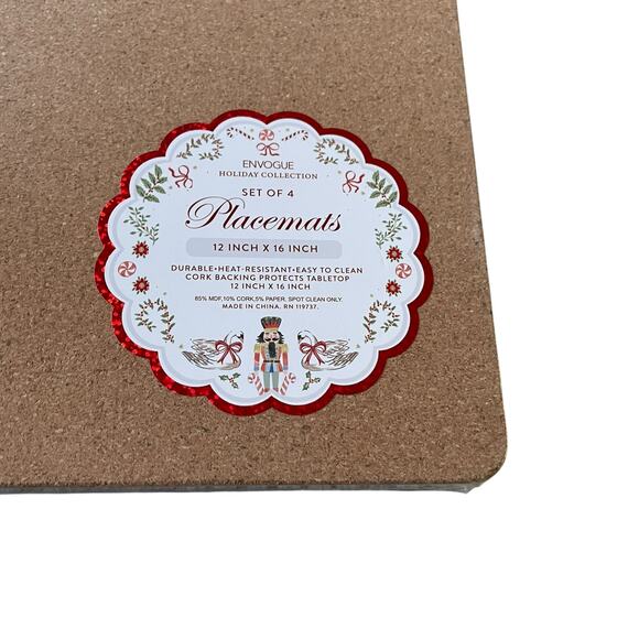 Envogue Pink NUTCRACKER Cork Backed  Christmas Placemats 12x16 Holiday New - Picture 4 of 10